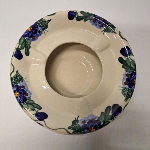 WR Ceramica Polish Pottery Unikat 7" Tealight Warmer/Heat Base Signed floral - Picture 9 of 9